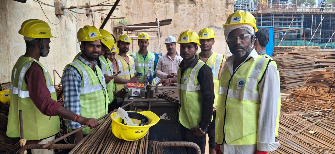 Slab casting in progress